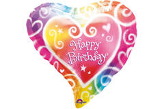 Standard Watercolour Birthday Foil Balloon S40 Packaged 45 c